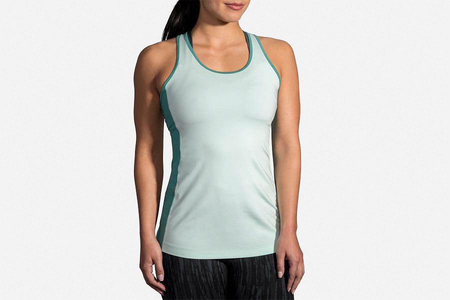 Brooks Pick-Up Women Clothing & Running Tank Green NSV920631